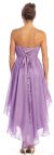 Strapless Floral Accent High Low Cocktail Party Dress  back in Lilac
